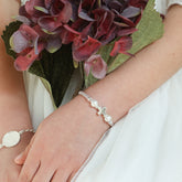 TREVI PERLAS- pulsera cruz personalizable plata con perlas 10mm